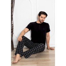 Aydoğan Erkek Civan Modal Kısa Kol Siyah Pijama Takım 7707