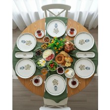 Kütahya Home Green Art 22 Parça Porselen Kahvaltı Takımı Modern Tasarım