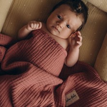 Caline Baby 4 Katlı Premium %100 Pamuk Müslin Battaniye| 115x115 cm | Kiremit