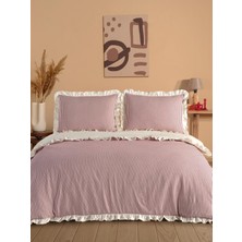 Uçkan Home %100 Organik Pamuk Yıkanmış Fırfırlı Çift Kişilik Nevresim Takımı