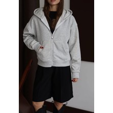 Zengezur Mall Xmpdby 3 Iplik Şardonlu Kapşonlu Hoodie Frm Gri P510437 (Beden: S)