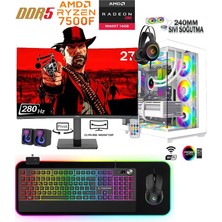 Apphirex Prime 59W Ryzen 5 7500F 16GB Ddr5 1tb M2 SSD RX9060XT 16GB 27'' 280Hz Beyaz Sıvı Soğutmalı Masaüstü Oyun Bilgisayarıı