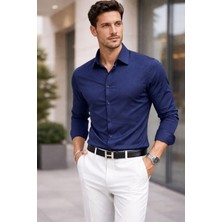Polo State Erkek Uzun Kollu Regular Fit Pamuklu Kolay Ütülenebilir Gömlek Lacivert