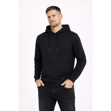 Polo State Erkek Kapüşonlu 3 Iplik Içi Şardonlu Nakışlı Sweatshirt Siyah