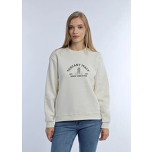 Quhox Kadın Tuscany Italy Nakışlı Sweatshirt Ekru
