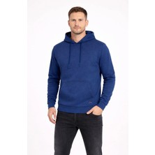 Polo State Erkek Kapüşonlu 3 Iplik Içi Şardonlu Nakışlı Sweatshirt Indigo