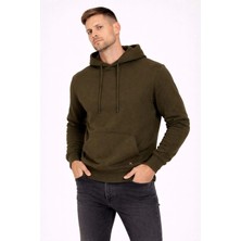 Polo State Erkek Kapüşonlu 3 Iplik Içi Şardonlu Nakışlı Sweatshirt Haki