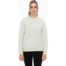 Quhox Kadın Bisiklet Yaka 3 Iplik Şardonlu Sweatshirt Mint