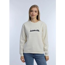 Quhox Kadın 3 Iplik Şardonlu Woodall Mtn Baskıli Sweatshirt Ekru