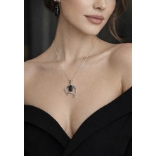 Miraç Gümüş Takı Atölyem 925 Ayar Gümüş Siyah Obsidiyen Doğal Taş Kolye