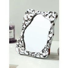 Gaman Ayn-18 Asimetrik Dalgalı Tasarımlı Masaüstü Makyaj Aynası - Masaüstü Ayna - Parlak Gümüş Renk