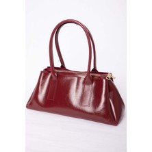 DMC Deri Görünümlü Fermuarlı El & Omuz Çantası Bordo