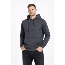Polo State Erkek Antrasit Kapüşonlu Sweatshirt Uzun Kollu Slim Fit Orta Kalınlık