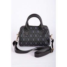 DMC Desenli Mini El & Omuz Çantası Siyah