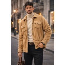 Polo State Erkek Peluş Yumuşak Dokulu Sherpa Ceket Camel