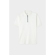 D'S Damat Ds Damat Regular Fit Beyaz Pike Dokulu %100 Pamuklu T-Shirt 4HC140211214M