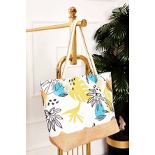 DMC Desenli Hasır Detaylı Plaj Çantası -131