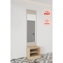 Evora 2 Modern Portmanto Aynalı Ayakkabılık Vestiyer Vizon - Lefkas