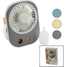 Go İthalat Su Spreyli USB Mini Fan 15.5X12CM Masa Üstü USB Şarjlı 2in1 Kulp=taşıma - Duruş 3 Kademe Hız BJJ-566 (5517)
