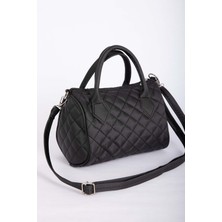 DMC Kapitone Dikişli El & Omuz Çantası Siyah