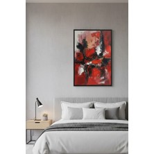 Safir Design Tutkunun Rengi Kırmızı ve Siyah Modern Soyut Çerçeveli Tablo
