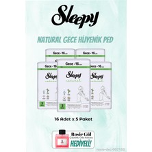 Sleepy Gece 5 Paket Natural 16'lı Hijyenik Ped ve Rosie Oda Kokusu