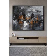 Safir Design Antrasit ve Bakır Tonlarında Modern Soyut Çerçeveli Tablo Loft Tarzı Tablo