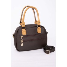 DMC Çok Bölmeli Fermuarlı El & Omuz Çantası Kahve