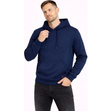 Polo State Erkek Kapüşonlu 3 Iplik Içi Şardonlu Nakışlı Sweatshirt Lacivert