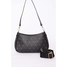 DMC Deri Biyeli Desenli El & Omuz Çantası Siyah