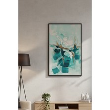 Safir Design Turkuaz ve Altın Detaylı Modern Soyut Çerçeveli Tablo