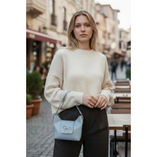 Glemix Ribbon Mavi Mini Kadın El Kol ve Omuz Çantası