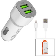 Go İthalat Iphone - Kablolu  Oto - Araç Çakmaklık Şarj Başlık Set  3.1A - 15.5W - 1mt Kablo  HY-X44 (5517)