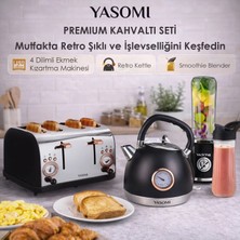 Yasomi Premium Kahvaltı Seti Su Isıtıcı Kettle + Smoothie Blender + Ekmek Kızartma Makinesi (Siyah)