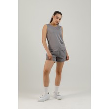 Airlife Sportswear Hafif Açık Yakalı ve Arka Açık Detaylı Kadın Sporcu Atleti Gri