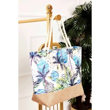 DMC Desenli Hasır Detaylı Plaj Çantası -133