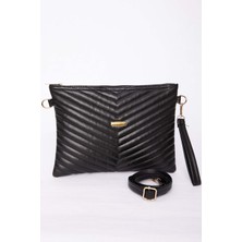 DMC Kapitone Desenli Fermuarlı Portföy Çanta Siyah