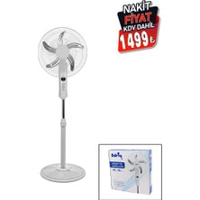 Go İthalat 18 Inc 45 cm Kumandalı  Sanayi Tipi Ayaklı Vantilatör 5-Metal Pervane 3-Kademe Hız 65W Y:137CM (5517)