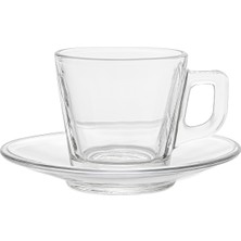 Glass In Love Çay Fincan Seti 200 ml – 6’lı Şeffaf Desensiz Cam Çay Fincanı ve Tabaklı Set - 3S300451