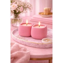 Japon Kiraz Çiçeği Kokulu Beton Mum - Ev Yapımı Dekoratif & Hediyelik Mum