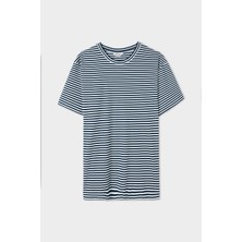 D'S Damat Ds Damat Regular Fit Lacivert Çizgili Pamuklu T-Shirt 4HC146171053M