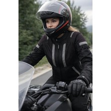 Tech90 Vecton Kadın 4 Mevsim Korumalı Kevlar Motosiklet Montu