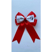 Kirpi Toka K.atatürk Baskılı Kırmızı Uzun Kuyruklu Kız Çocuk Klipsli Saç Tokası