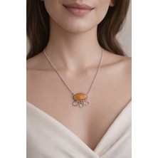 Miraç Gümüş Takı Atölyem 925 Ayar Gümüş Sarı Kalsit ( Bal Kalsit) Doğal Taş Kolye