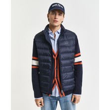 Gant Erkek Lacivert Regular Fit Dik Yaka Kaz Tüyü Yelek 3XL Düz Desenli Modern Stil