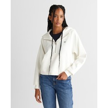 Gant Kadın Beyaz Regular Fit Kapüşonlu Sweatshirt 42525318T.113