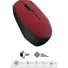Miaxtreme Kırmızı Kablosuz USB 2.4ghz Terletmez Kumaş Fabric Yüzey 1.200DPI Hafif Kablosuz Mouse