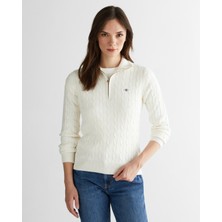 Gant Kadın Beyaz Regular Fit Yarım Fermuarlı Triko 4805418.113