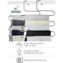 Mintola Store 3 Adet 5 Katlı Metal Pantolon ve Şal Askısı Dolap Içi Eşarp Askısı Çoklu Askılık