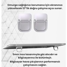 Metal 2 Adet 5mm 3m Yapışkanlı Katlanabilir Ultra Mini Laptop Standı,portatif Taşınabilir Siyah